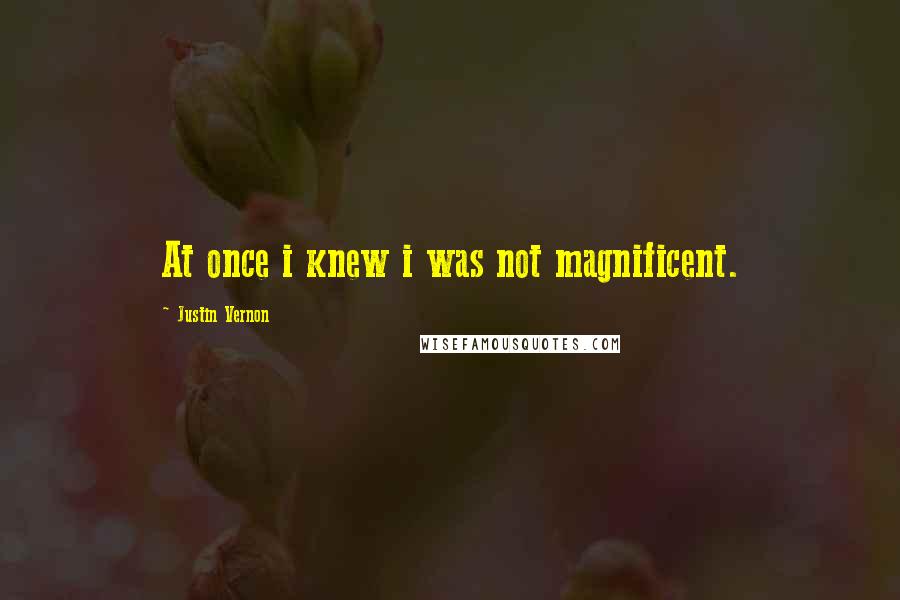 Justin Vernon Quotes: At once i knew i was not magnificent.