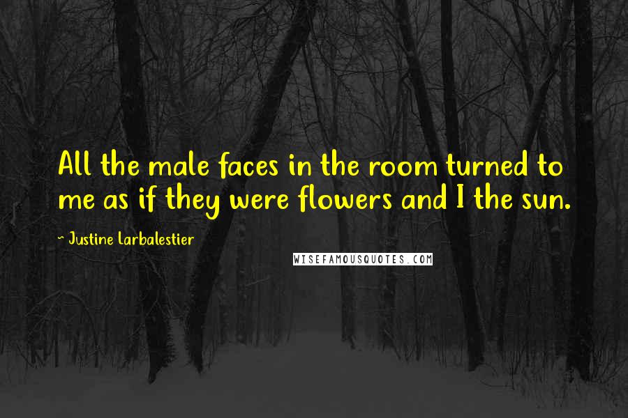 Justine Larbalestier Quotes: All the male faces in the room turned to me as if they were flowers and I the sun.