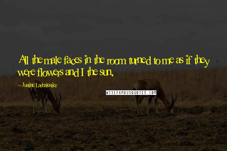 Justine Larbalestier Quotes: All the male faces in the room turned to me as if they were flowers and I the sun.