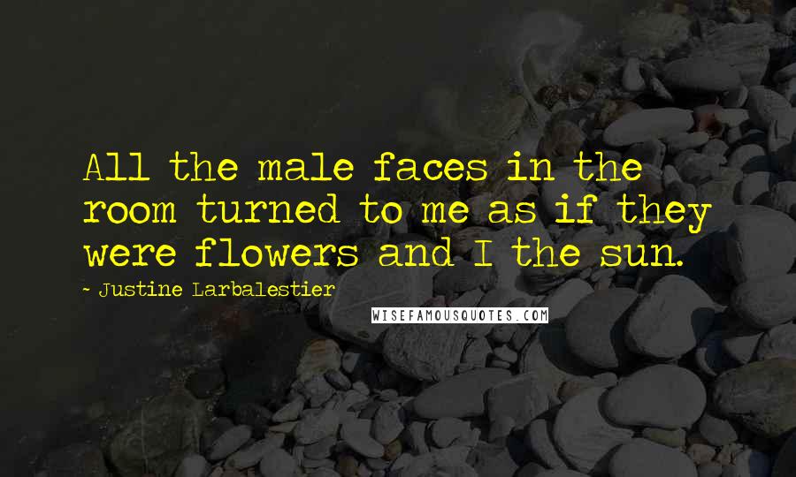 Justine Larbalestier Quotes: All the male faces in the room turned to me as if they were flowers and I the sun.