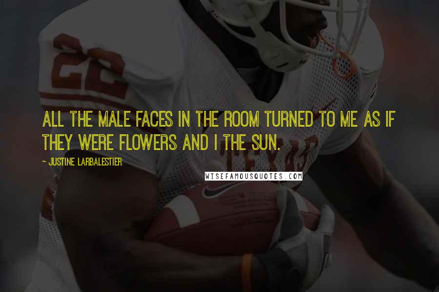 Justine Larbalestier Quotes: All the male faces in the room turned to me as if they were flowers and I the sun.