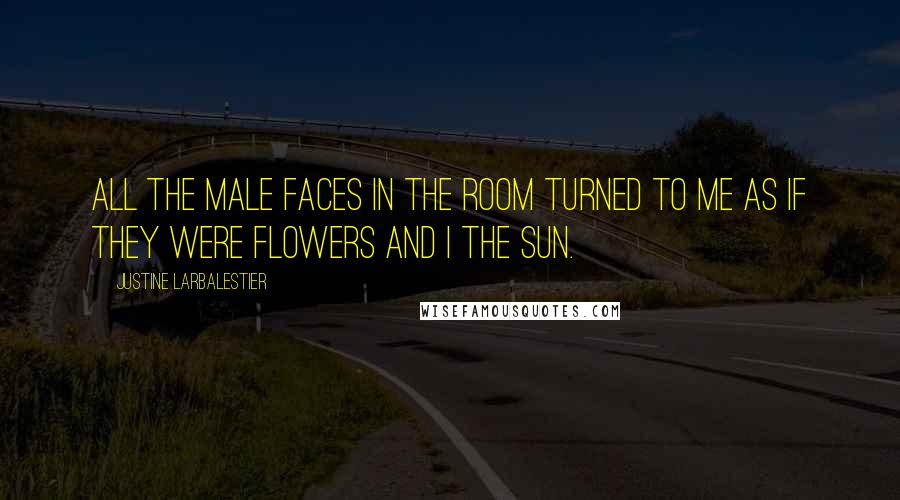 Justine Larbalestier Quotes: All the male faces in the room turned to me as if they were flowers and I the sun.