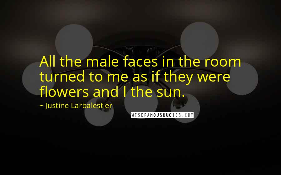 Justine Larbalestier Quotes: All the male faces in the room turned to me as if they were flowers and I the sun.
