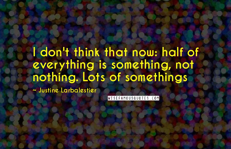 Justine Larbalestier Quotes: I don't think that now: half of everything is something, not nothing. Lots of somethings