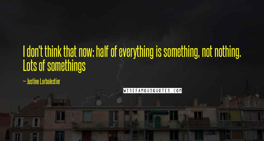 Justine Larbalestier Quotes: I don't think that now: half of everything is something, not nothing. Lots of somethings