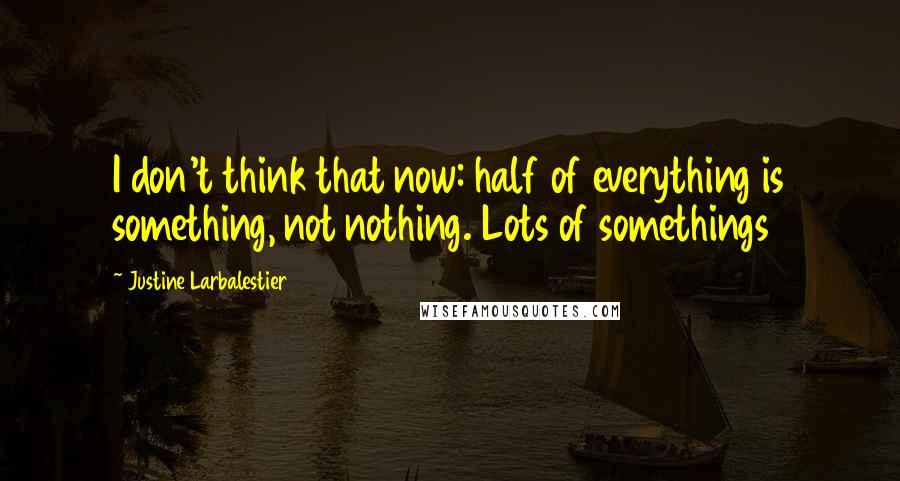 Justine Larbalestier Quotes: I don't think that now: half of everything is something, not nothing. Lots of somethings