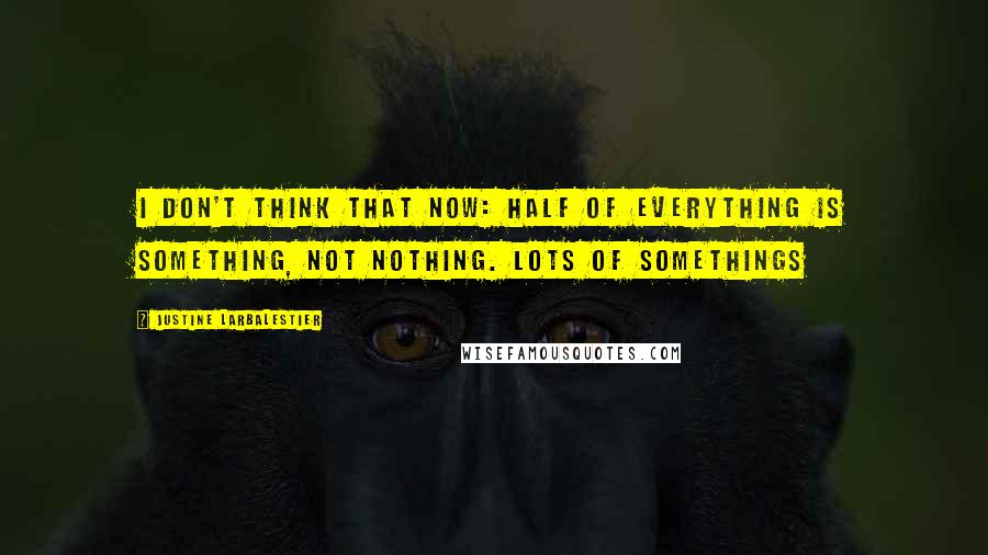 Justine Larbalestier Quotes: I don't think that now: half of everything is something, not nothing. Lots of somethings