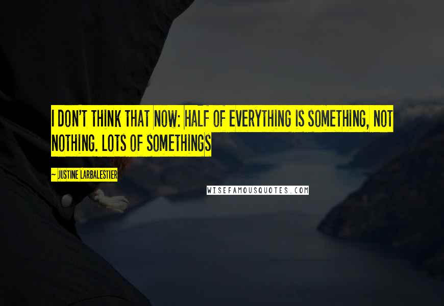 Justine Larbalestier Quotes: I don't think that now: half of everything is something, not nothing. Lots of somethings