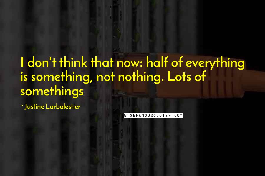 Justine Larbalestier Quotes: I don't think that now: half of everything is something, not nothing. Lots of somethings