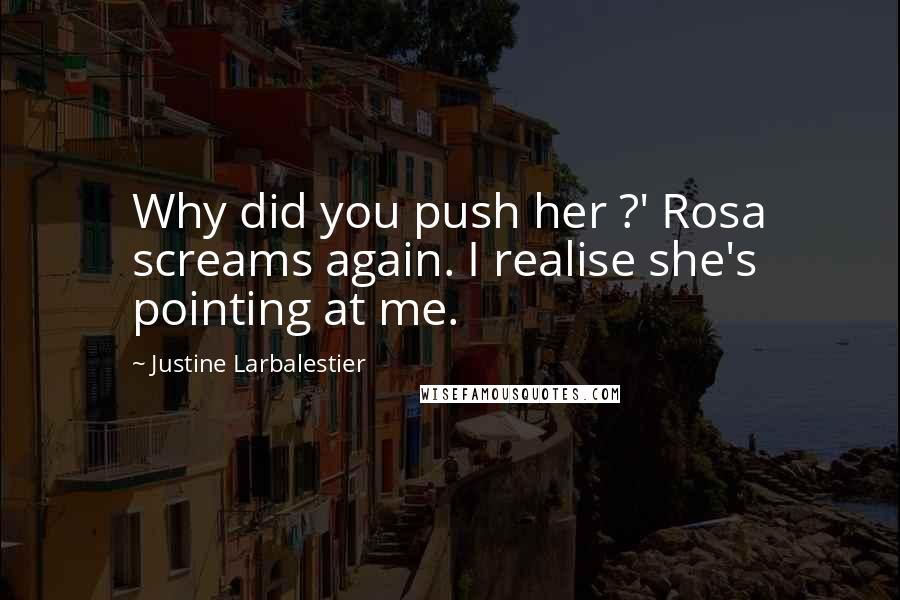 Justine Larbalestier Quotes: Why did you push her ?' Rosa screams again. I realise she's pointing at me.