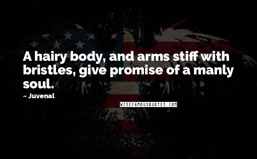 Juvenal Quotes: A hairy body, and arms stiff with bristles, give promise of a manly soul.