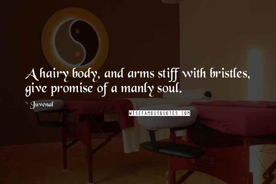Juvenal Quotes: A hairy body, and arms stiff with bristles, give promise of a manly soul.