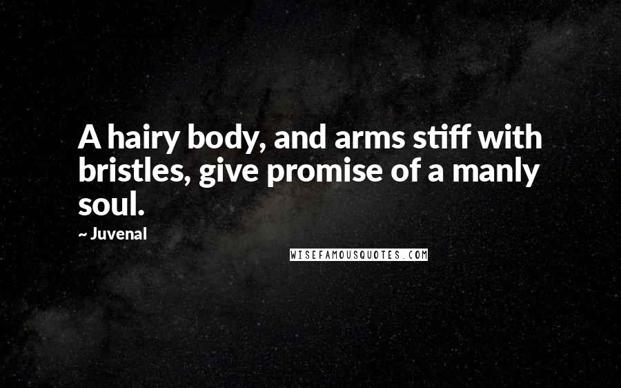 Juvenal Quotes: A hairy body, and arms stiff with bristles, give promise of a manly soul.