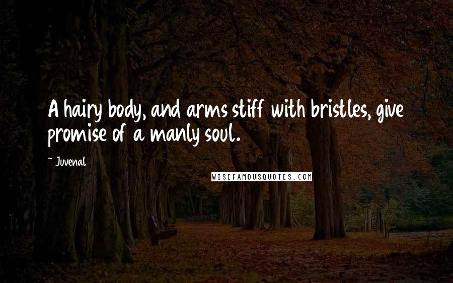 Juvenal Quotes: A hairy body, and arms stiff with bristles, give promise of a manly soul.
