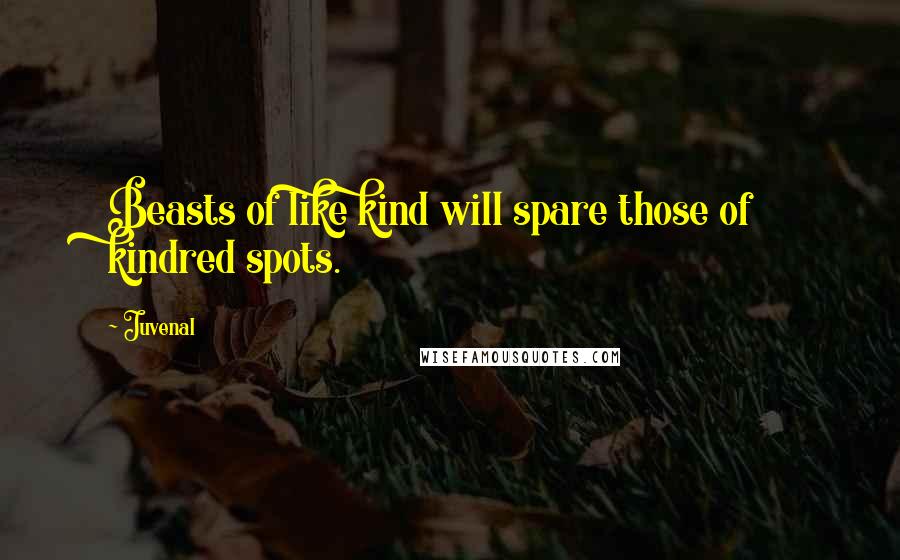 Juvenal Quotes: Beasts of like kind will spare those of kindred spots.