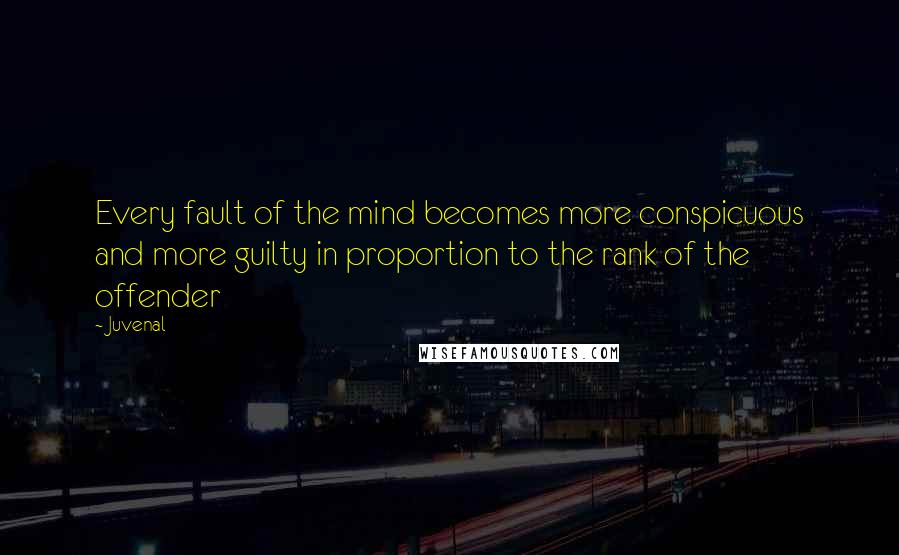 Juvenal Quotes: Every fault of the mind becomes more conspicuous and more guilty in proportion to the rank of the offender