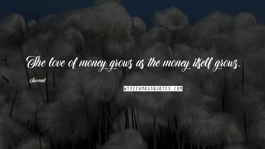 Juvenal Quotes: The love of money grows as the money itself grows.