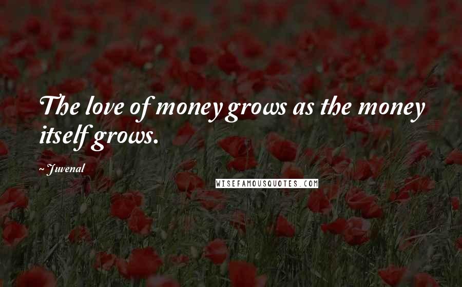 Juvenal Quotes: The love of money grows as the money itself grows.