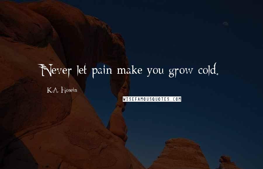 K.A. Hosein Quotes: Never let pain make you grow cold.