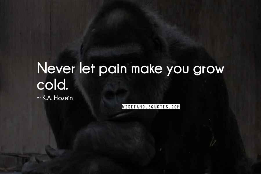 K.A. Hosein Quotes: Never let pain make you grow cold.