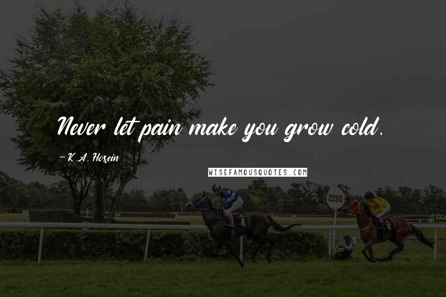 K.A. Hosein Quotes: Never let pain make you grow cold.