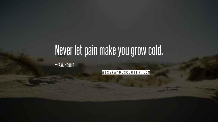 K.A. Hosein Quotes: Never let pain make you grow cold.