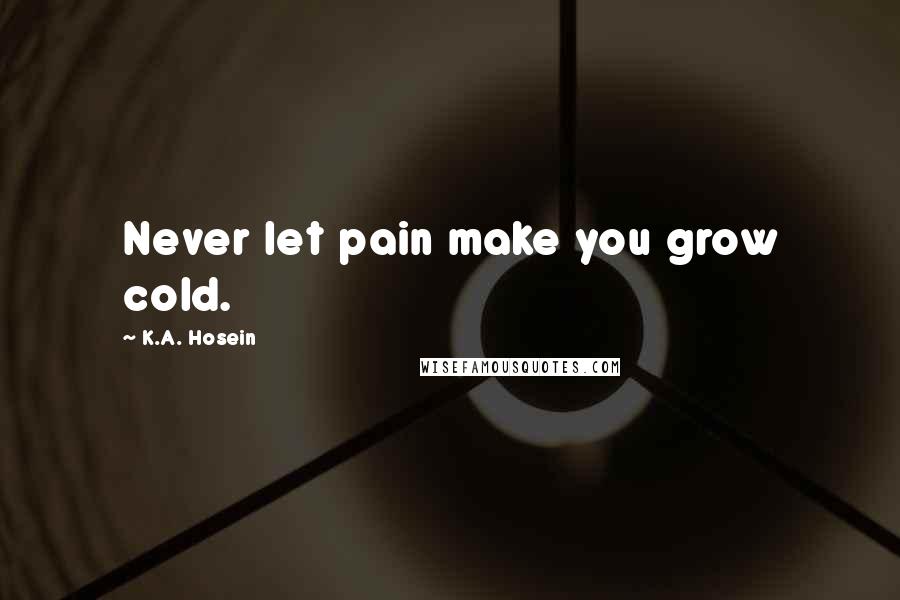 K.A. Hosein Quotes: Never let pain make you grow cold.