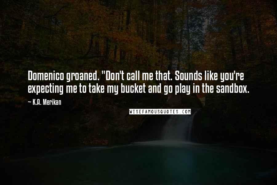 K.A. Merikan Quotes: Domenico groaned. "Don't call me that. Sounds like you're expecting me to take my bucket and go play in the sandbox.