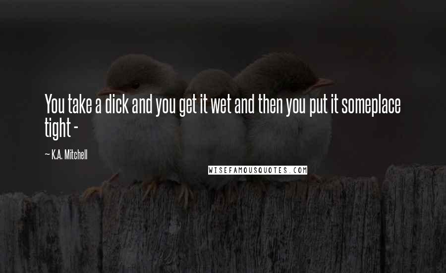 K.A. Mitchell Quotes: You take a dick and you get it wet and then you put it someplace tight - 