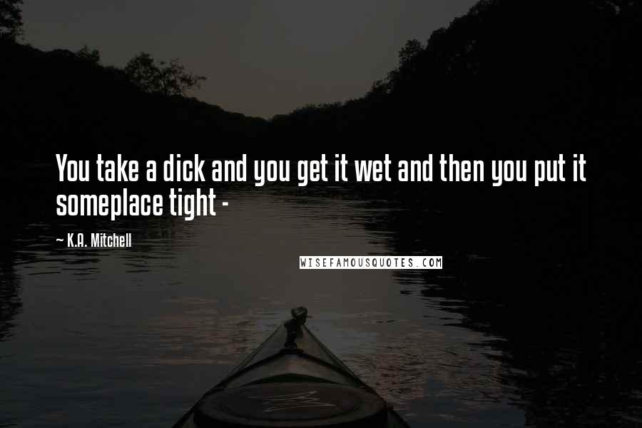 K.A. Mitchell Quotes: You take a dick and you get it wet and then you put it someplace tight - 