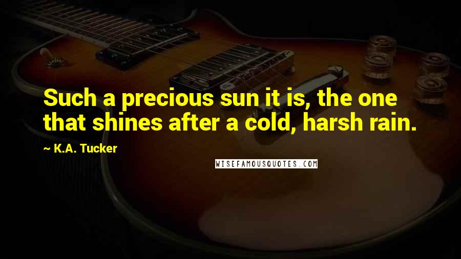 K.A. Tucker Quotes: Such a precious sun it is, the one that shines after a cold, harsh rain.