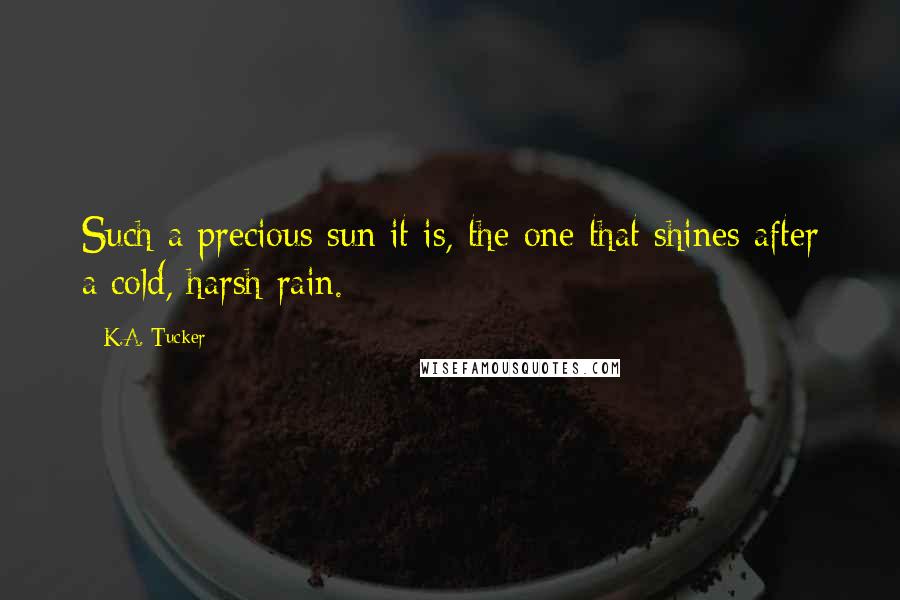 K.A. Tucker Quotes: Such a precious sun it is, the one that shines after a cold, harsh rain.