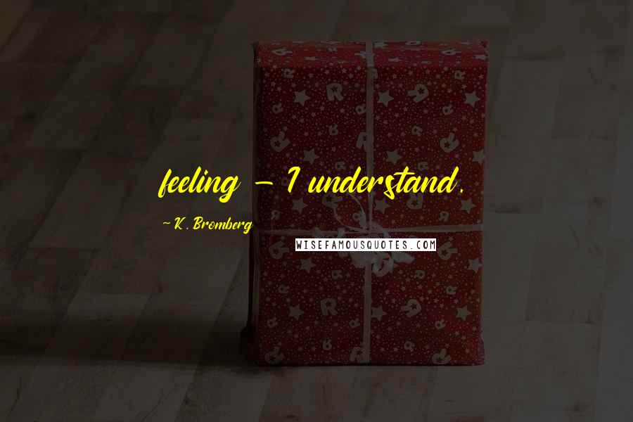 K. Bromberg Quotes: feeling - I understand.