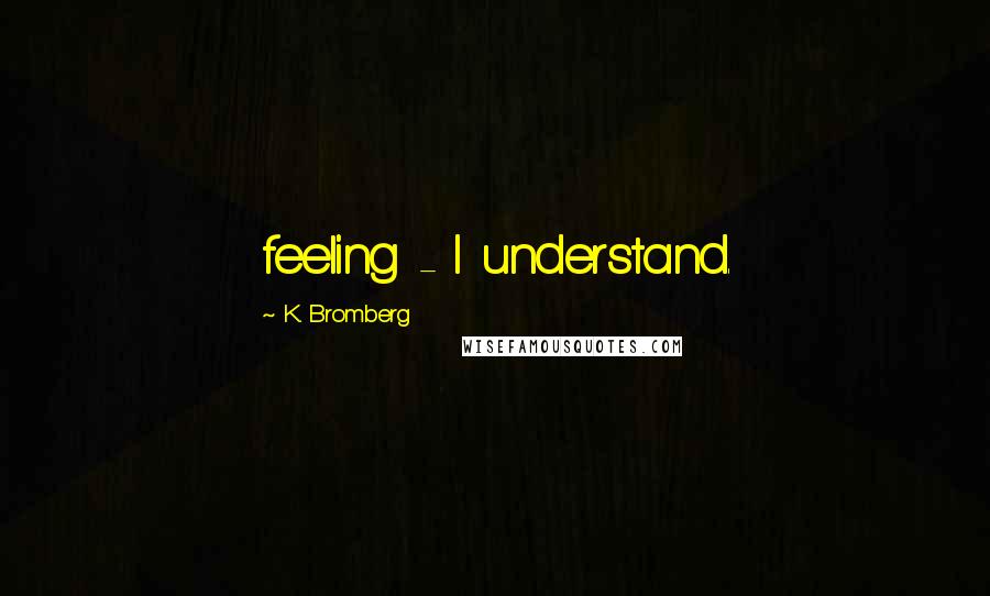 K. Bromberg Quotes: feeling - I understand.