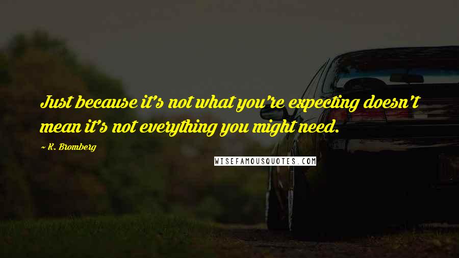K. Bromberg Quotes: Just because it's not what you're expecting doesn't mean it's not everything you might need.