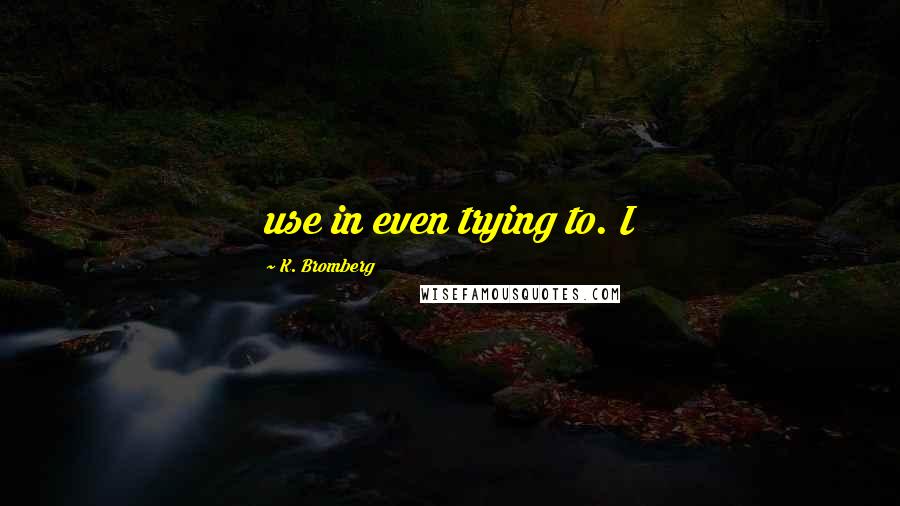 K. Bromberg Quotes: use in even trying to. I