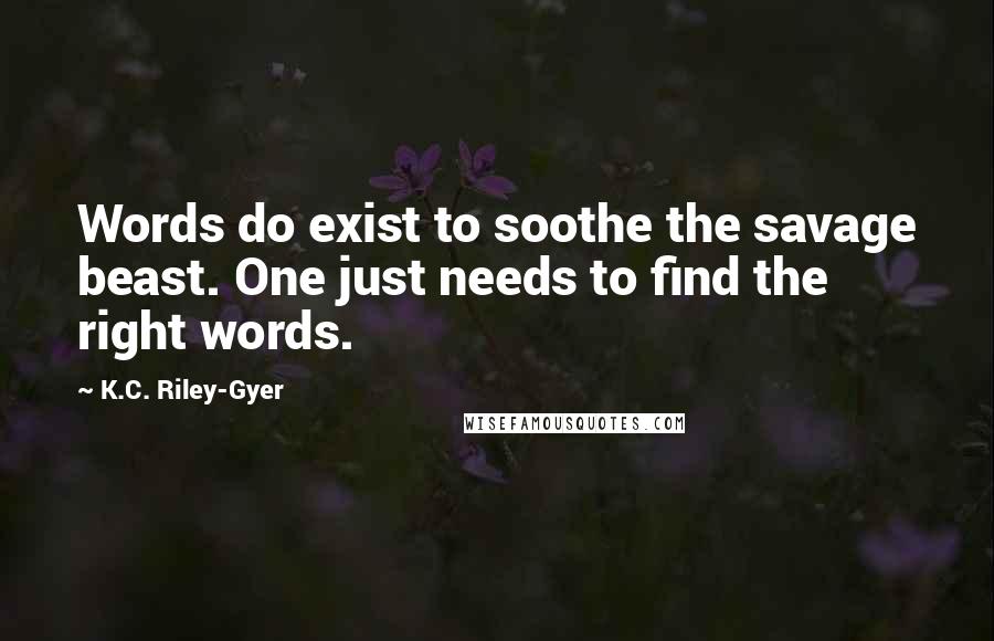 K.C. Riley-Gyer Quotes: Words do exist to soothe the savage beast. One just needs to find the right words.