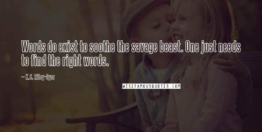 K.C. Riley-Gyer Quotes: Words do exist to soothe the savage beast. One just needs to find the right words.