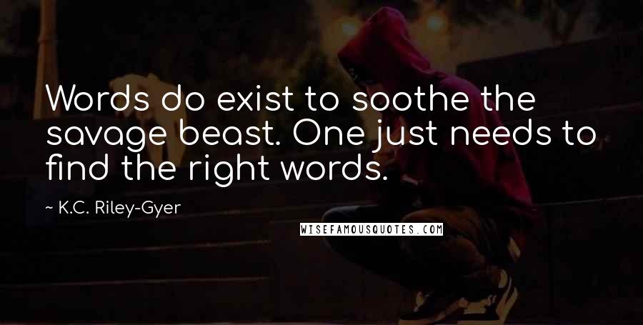 K.C. Riley-Gyer Quotes: Words do exist to soothe the savage beast. One just needs to find the right words.