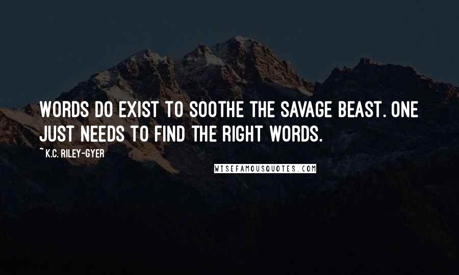 K.C. Riley-Gyer Quotes: Words do exist to soothe the savage beast. One just needs to find the right words.