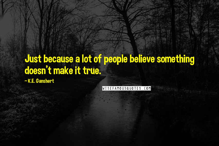 K.E. Ganshert Quotes: Just because a lot of people believe something doesn't make it true.