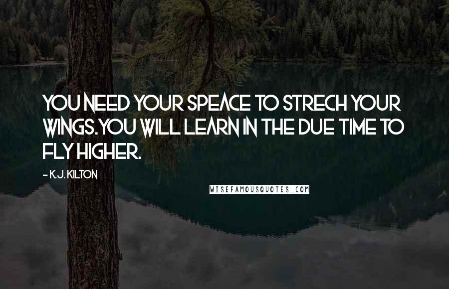 K.J. Kilton Quotes: You need your speace to strech your wings.You will learn in the due time to fly higher.