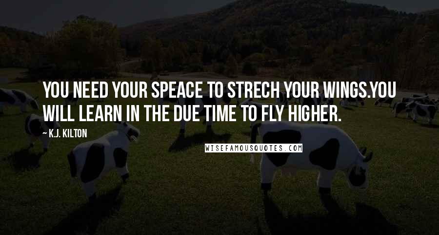 K.J. Kilton Quotes: You need your speace to strech your wings.You will learn in the due time to fly higher.