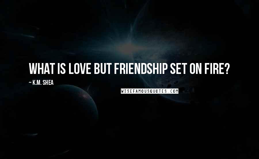 K.M. Shea Quotes: What is love but friendship set on fire?