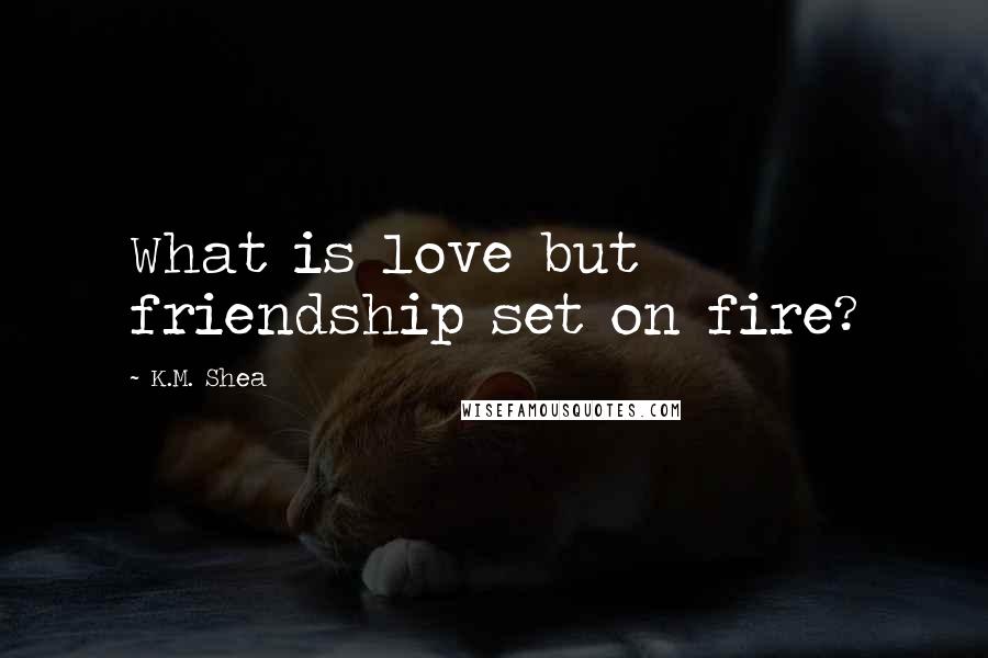 K.M. Shea Quotes: What is love but friendship set on fire?