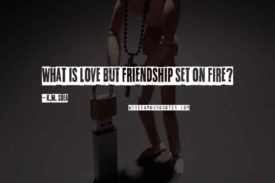 K.M. Shea Quotes: What is love but friendship set on fire?