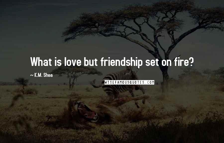 K.M. Shea Quotes: What is love but friendship set on fire?