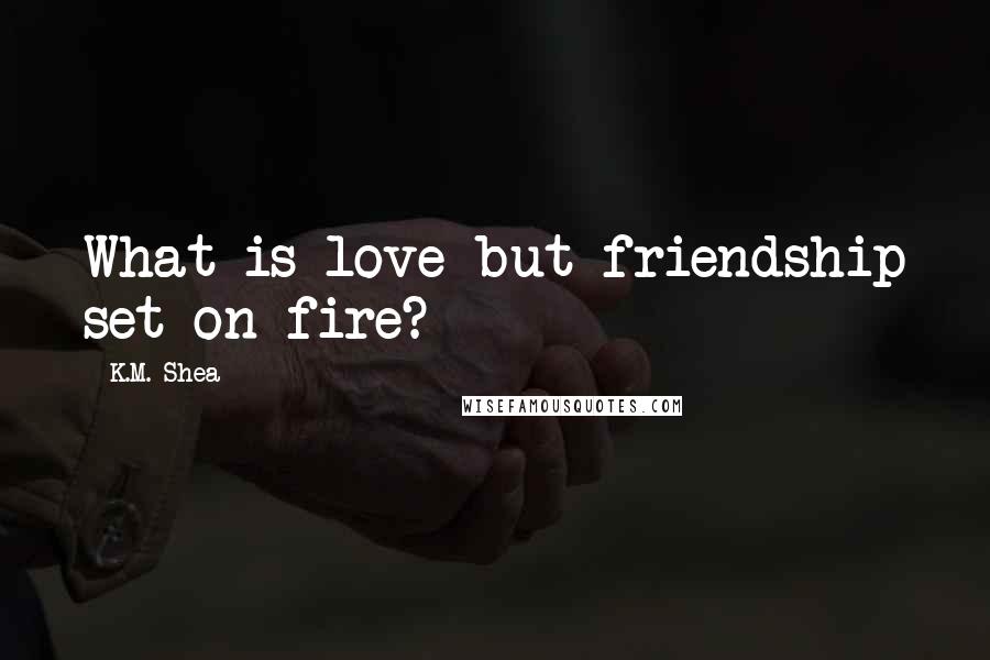 K.M. Shea Quotes: What is love but friendship set on fire?
