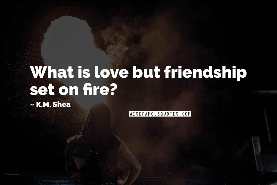 K.M. Shea Quotes: What is love but friendship set on fire?