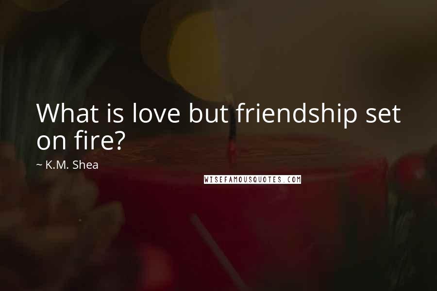 K.M. Shea Quotes: What is love but friendship set on fire?